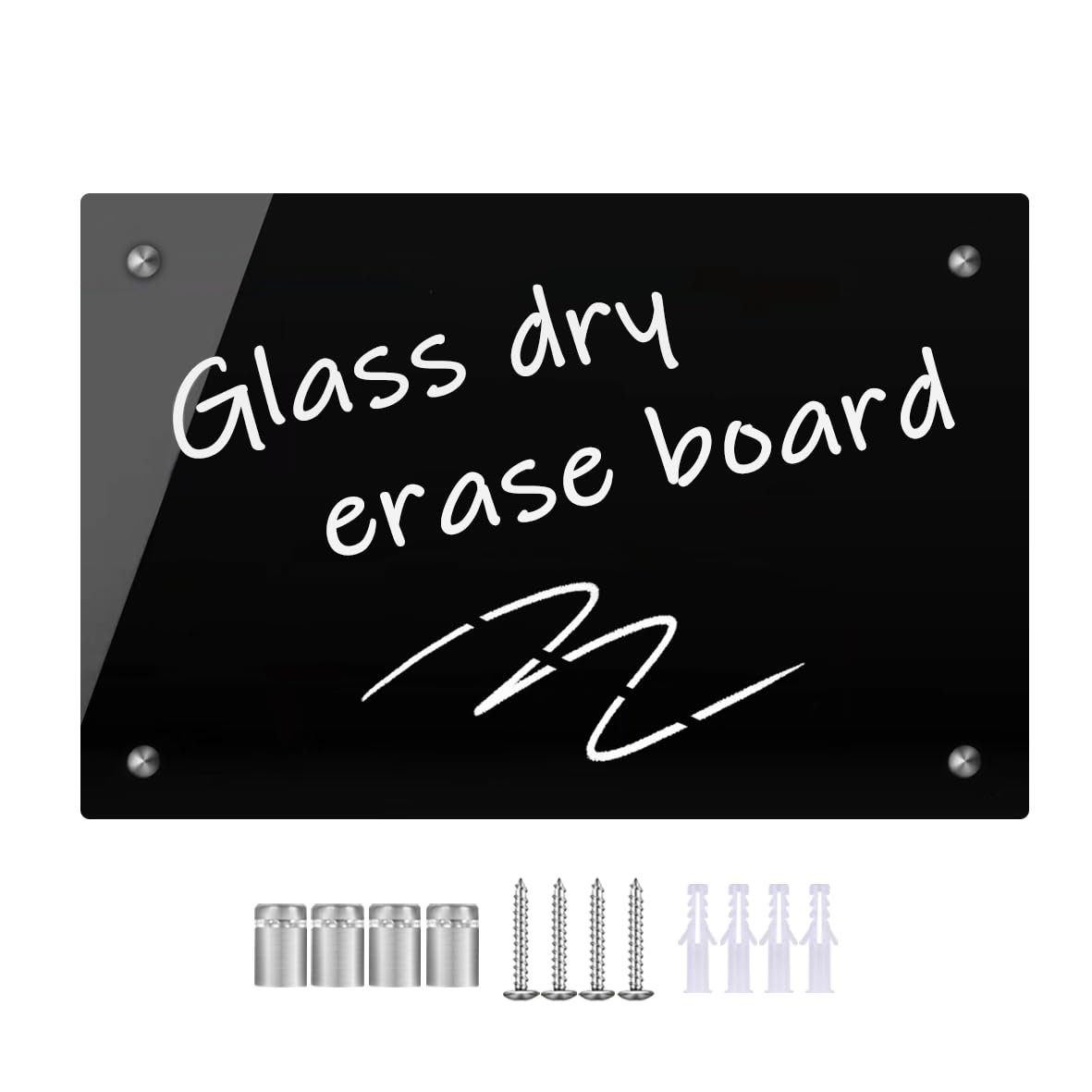 Black Glass Dry Erase Whiteboard, 8" x 12" Frameless Glass White Board for Home,School,Office,Black Surface?Glass BB-BK-2030?