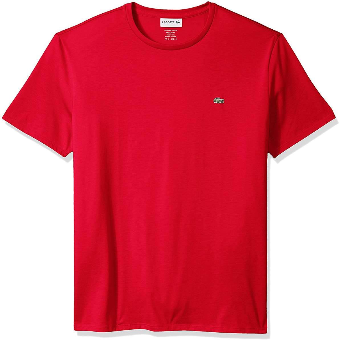 Lacoste Mens Short Sleeve Crew Neck Pima Cotton Jersey T-Shirt, Red Bright, 4X-Large
