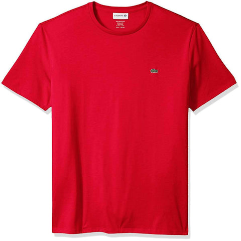 Lacoste Mens Short Sleeve Crew Neck Pima Cotton Jersey T-Shirt, Red Bright, 4X-Large
