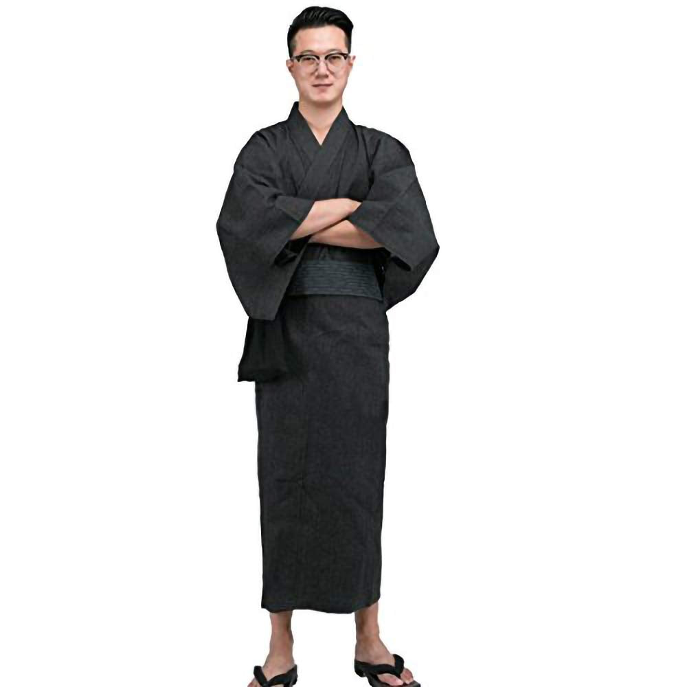MAYSONG Men's Japanese Kimono Home Robe Pajamas Dressing Gown (L)