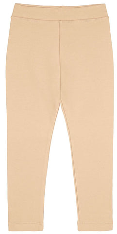 Lilax Girls' Basic Solid Full Length Cotton Soft Leggings (4T, Beige)