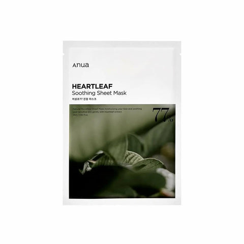 Anua Heartleaf 77% Soothing Sheet Mask, Leave-on Face Masks for Dry, Oily, Acne Prone, Combination, Sensitive Skin, Daily Makeup, Blackheads Removal, Travel Essentials, Gift, Korean Skin Care