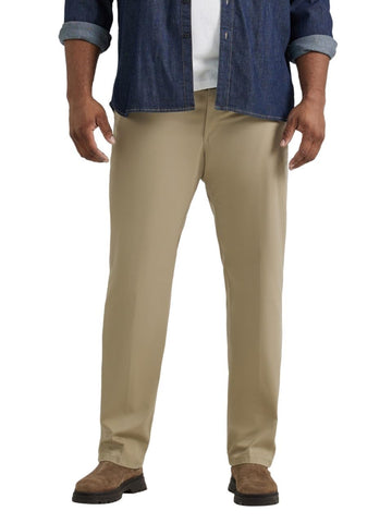 Lee Men's Big & Tall Extreme Motion Flat Front Regular Straight Pant Pebble 48W x 34L