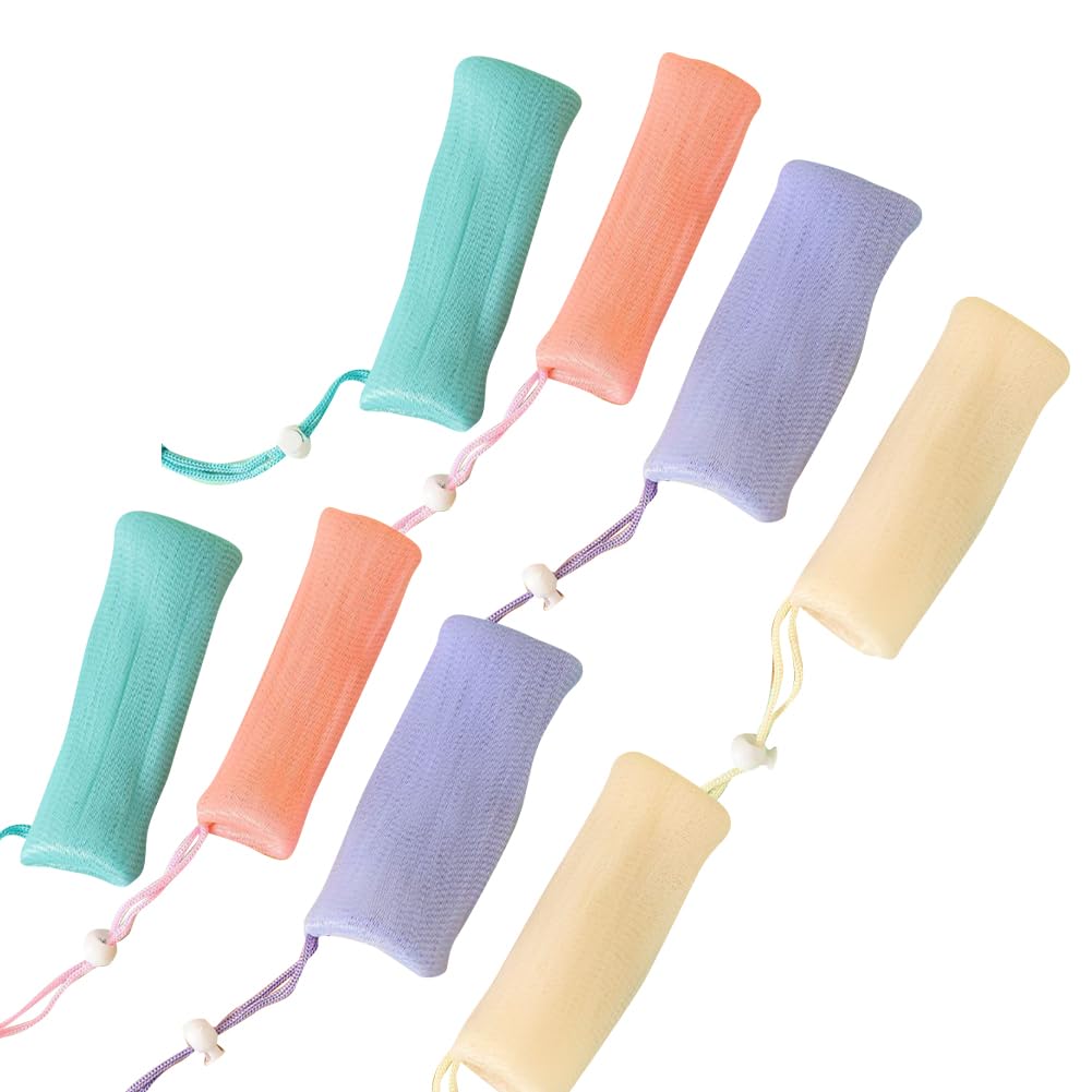GSHLLO 8 Pcs Exfoliating Mesh Soap Saver Pouch Foam Net Soap Bag Soap Foaming Mesh Bag Shower Soap Bag Holder Body Facial Cleaning Soap Pouches with Drawstring Closure