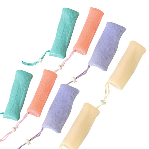 GSHLLO 8 Pcs Exfoliating Mesh Soap Saver Pouch Foam Net Soap Bag Soap Foaming Mesh Bag Shower Soap Bag Holder Body Facial Cleaning Soap Pouches with Drawstring Closure