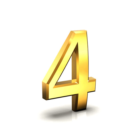 Stick On Door Numbers, 3 Inch 3D Mailbox Numbers, Self Adhesive House Numbers Plaques, Door Numbers for House, Apartment, Mailbox, Hotel, Office, Room, Courtyard, Cafe (4, Gold)