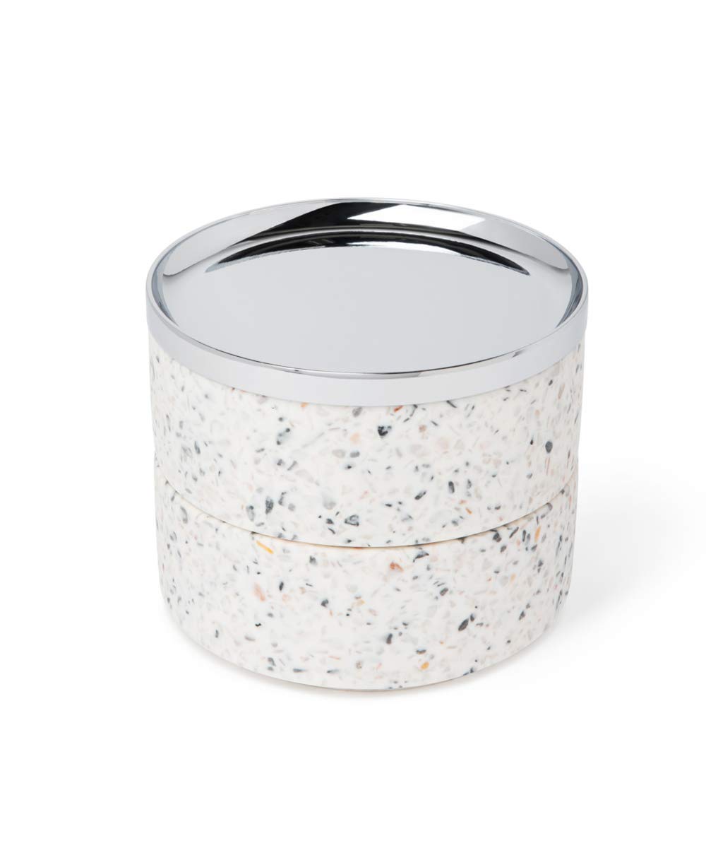 Umbra Tesora Terrazzo Jewelry Organizer, Two-Tier Storage Box with Removable Lid