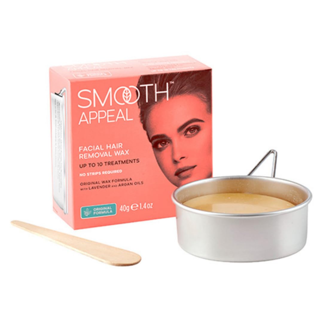 Smooth Appeal Facial Hair Remover Wax - Original Stove-top Heating Wax Formula for Professional Hair Remover, Simply Peel Off, Enriched with Lavender Oil & Argan Oil for Face Care, 40g
