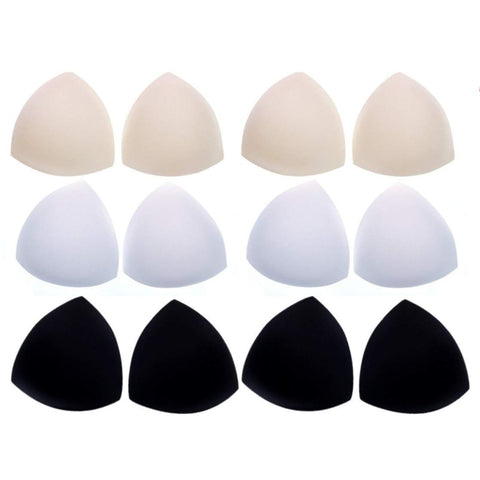 JZK 6 Pairs foam bra pad insert removable triangle bra enhancer cup for swimwear sports bra bikini, black white beige 3 colours