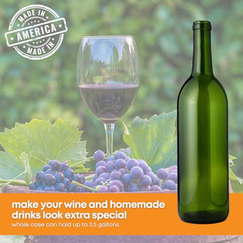 FastRack - W5 Wine Bottles, Bordeaux Liquor Bottles, Green Wine Bottles, 750 ml Empty Bottles, Empty Bottles for Drinks, 12 per Case