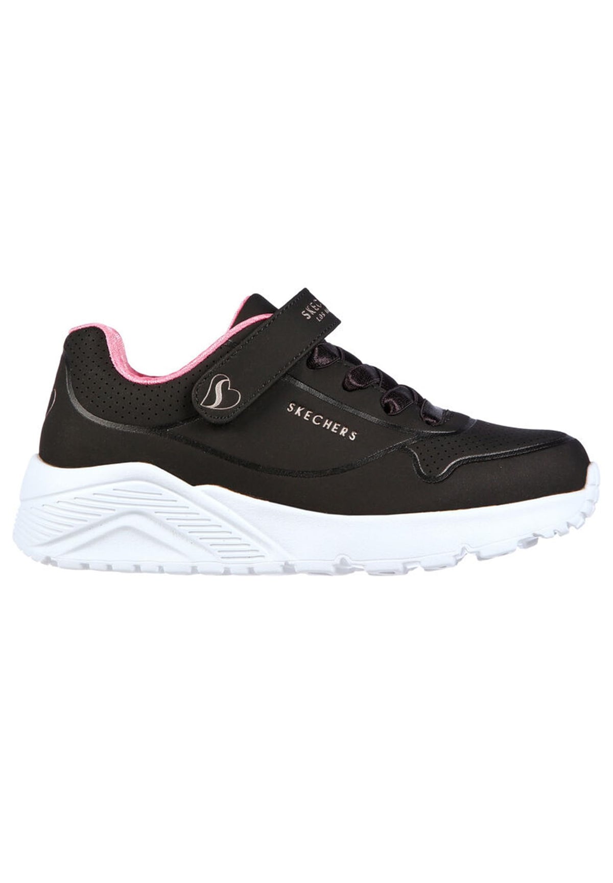 Skechers baby girls Uno Lite Sneaker, Black/Rose Gold, 11.5 Little Kid US
