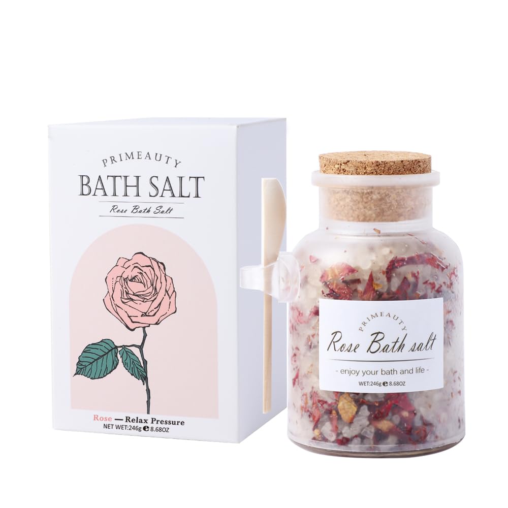 Primeauty Ancient Minerals Organic Bath Salts for Women for Men Relaxing Magnesium Soak Dead Sea Salts for Soaking-Rose