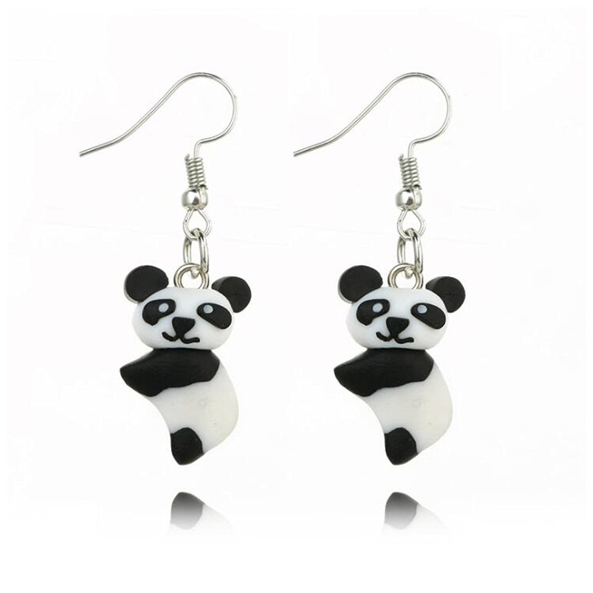 Yheakne Soft Pottery Panda Earrings Cute Panda Bear Drop Dangle Earrings 3D Animal Earrings Innovative Clay Earrings Jewelry for Women and Teen Girls Gifts