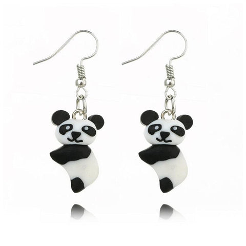 Yheakne Soft Pottery Panda Earrings Cute Panda Bear Drop Dangle Earrings 3D Animal Earrings Innovative Clay Earrings Jewelry for Women and Teen Girls Gifts