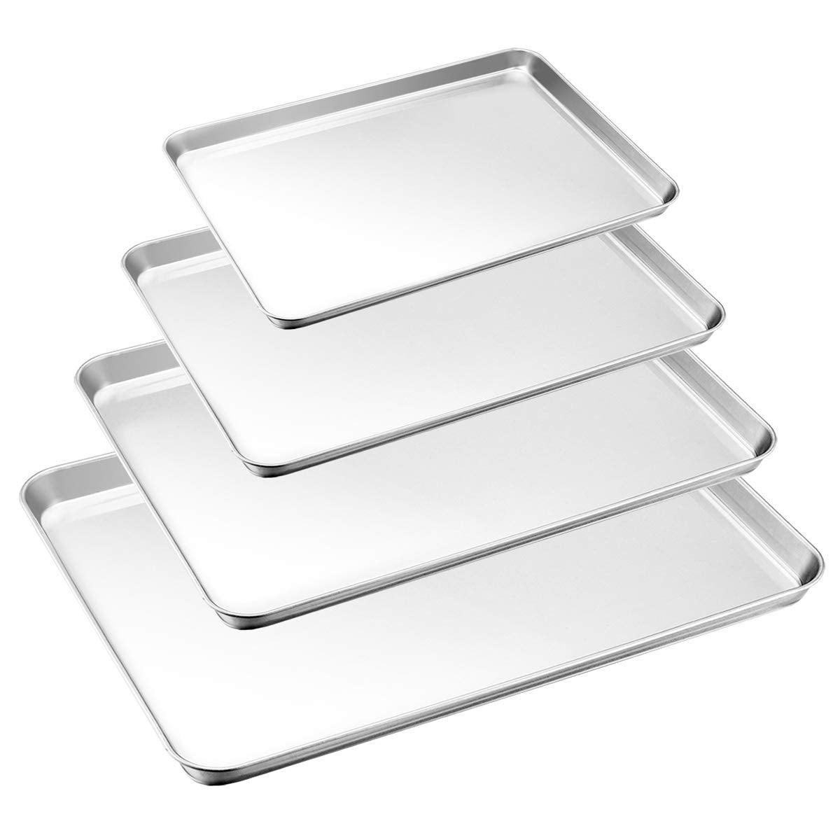 HaWare Baking Tray Set of 4, Stainless Steel Baking Sheet -Rimmed Pan Baking Sets -Healthy & Non Toxic, Easy Clean & Dishwasher Safe (Large Size)