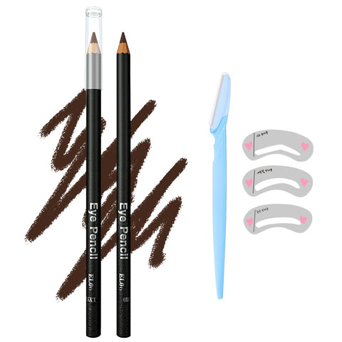 Generic Eyebrow Pencil, Waterproof, Professional Long-lasting Eyebrow Pencil, ?5-in-1?Eyebrow Pencil *1; Eyebrow Razor *1; Eyebrow Stencil *3, Brown #-0312016