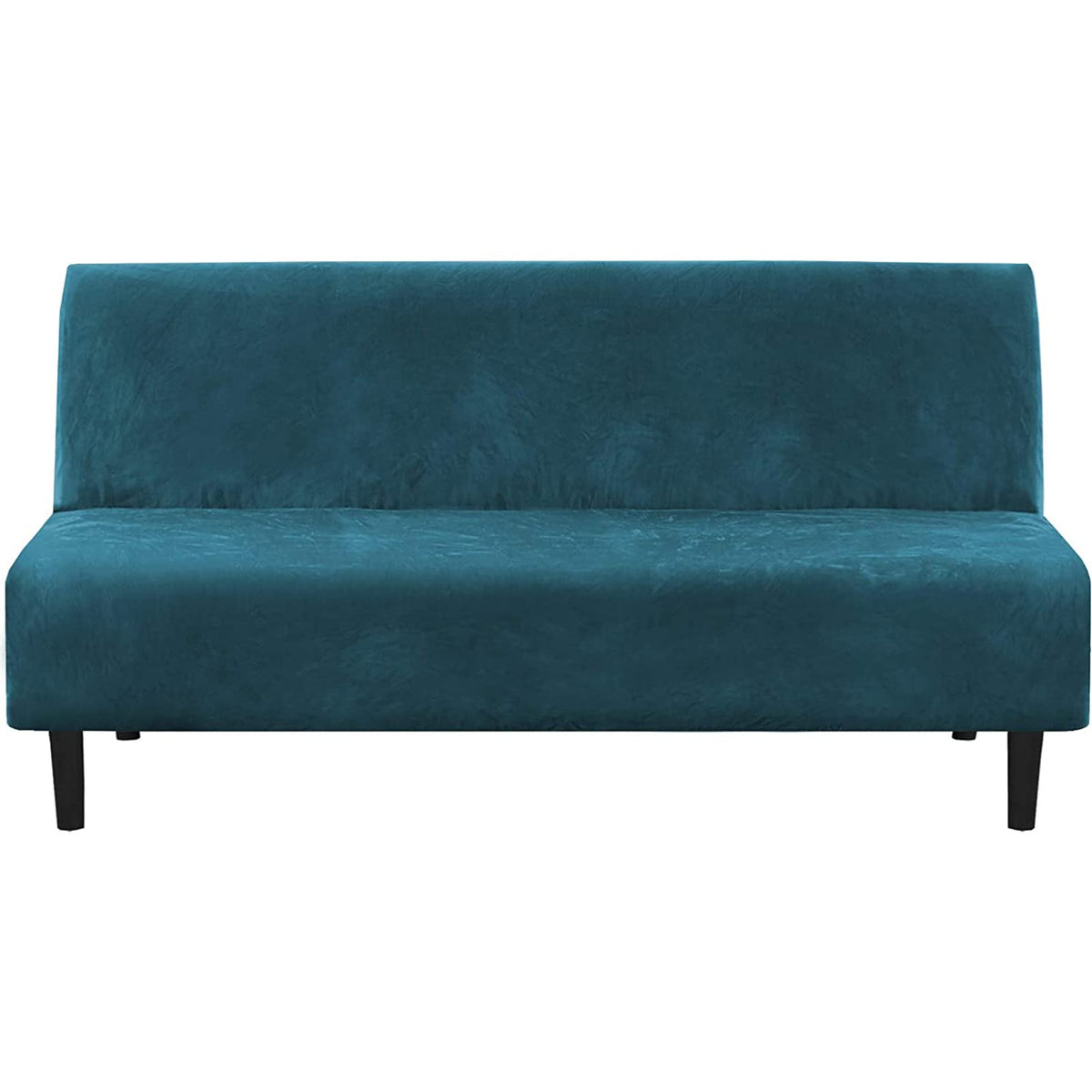 GYHH Velvet Futon Cover - Armless Sofa Covers Sofa Bed Covers Stretch Futon Couch Cover Sofa Slipcover Furniture Protector Feature with Elastic Bottom (Deep Teal)