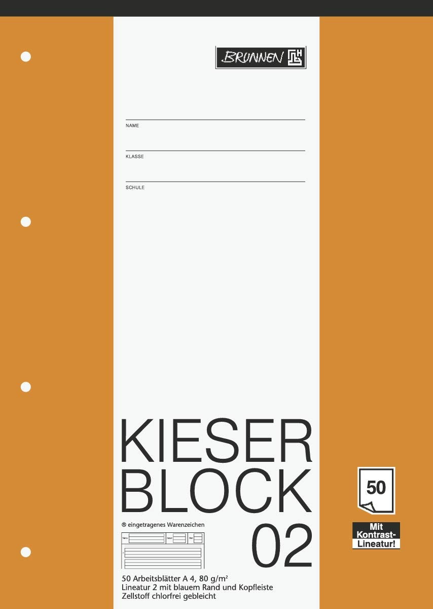 Fountain 1042942 Kieser Block ruling 2 (A4, 50 Sheets, Perforated, 80g/m², Class 2)