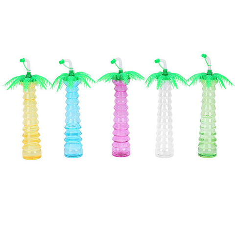 PRETYZOOM 5pcs Drinking Party Cups Hawaiian Sippy Cups with Straw Photoshoot Party Supplies Coconut Tree Straw Cups Frog Potty Training Urinal Small Dust Pan With Cover Decorations re-usable
