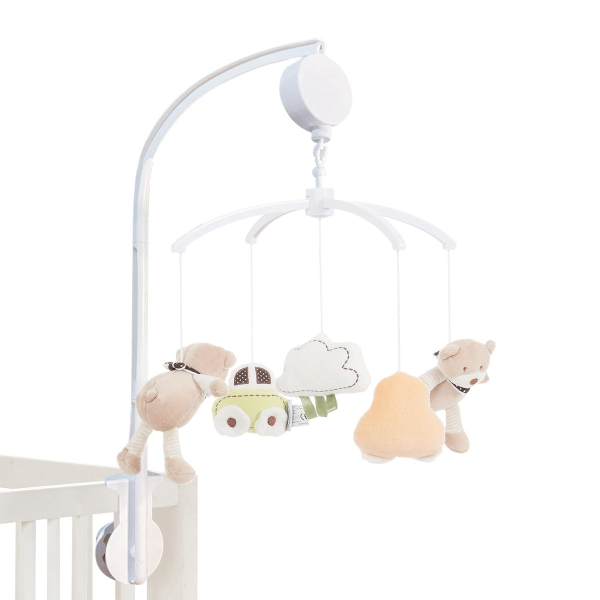 MiniDream Cot Mobile, Wind Up Music Mobile That Plays a Gentle Lullaby, No Need for Batteries, includes 360 Degree Rotating Hanging Soft Toys, Safari Design