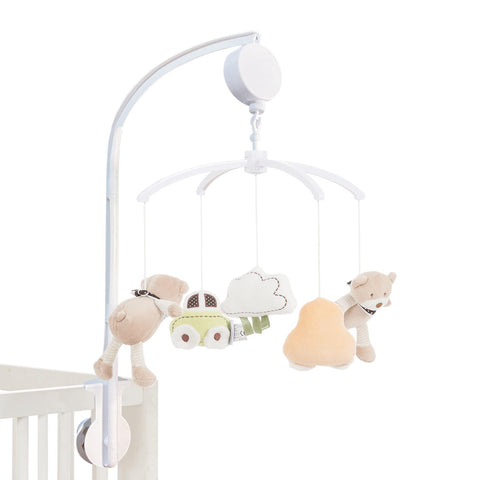 MiniDream Cot Mobile, Wind Up Music Mobile That Plays a Gentle Lullaby, No Need for Batteries, includes 360 Degree Rotating Hanging Soft Toys, Safari Design