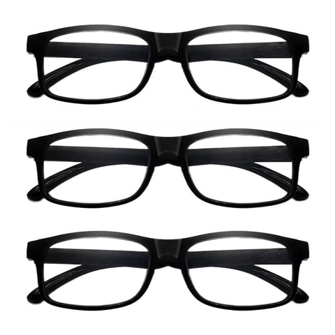 CVVTSPE 3 Pack Black HD Reading Glasses Anti-Blue Light Anti-Fatigue, Anti-Dry Eyes, Ladies Men, Anti-UV/Anti-Glare Filter Lightweight Reader