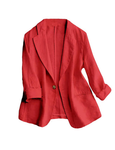 Red Blazer for Woman 2024 Spring Break Clothes Business Casual Outfits Office Work Tops Business Summer Lightweight Linen Jackets Cardigan Blouse, Red, M