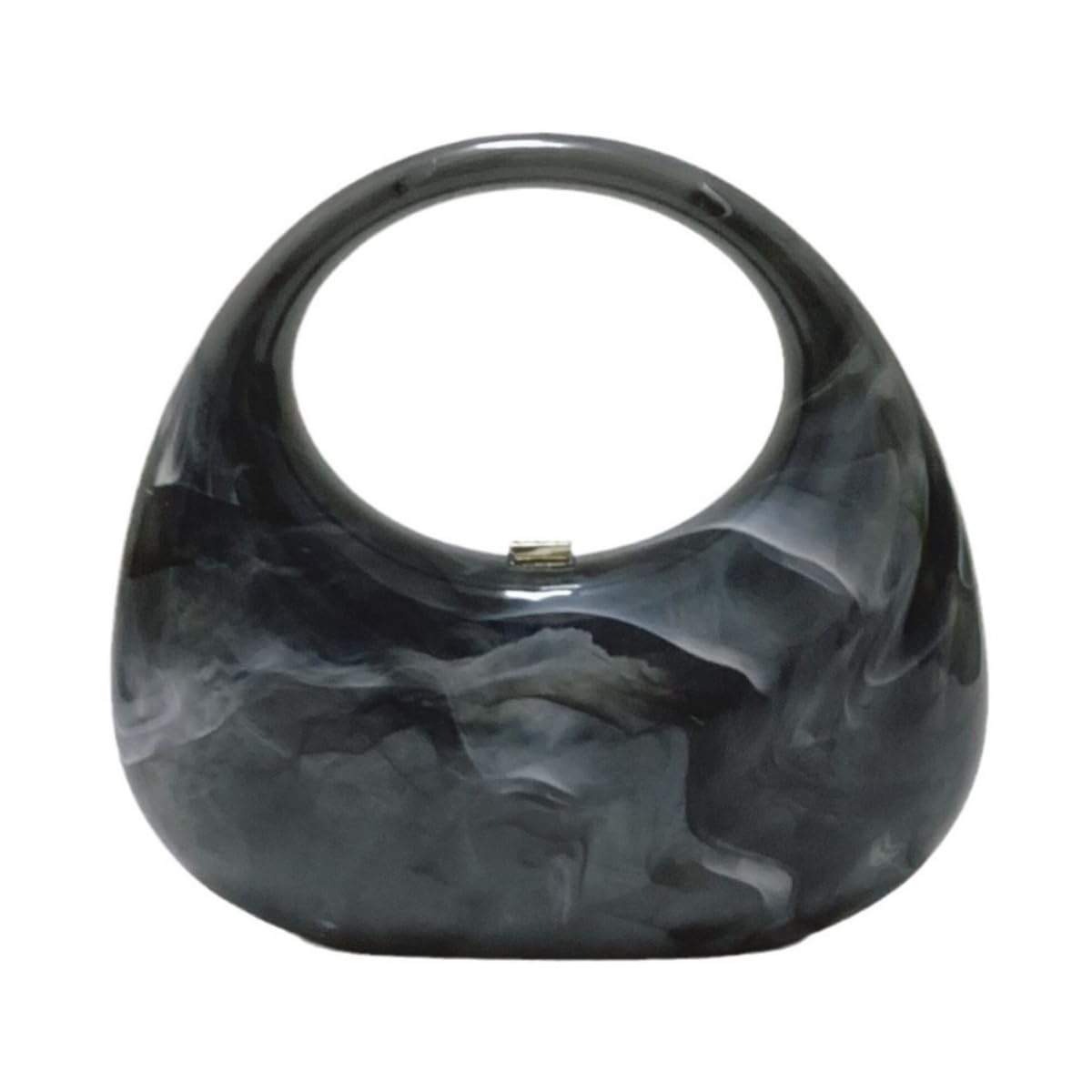 GSYPS Acrylic Evening Clutch Purse Top-handle Moon Hobo Bag, Elegant Marble Handbag for Wedding Cocktail Party A-Black