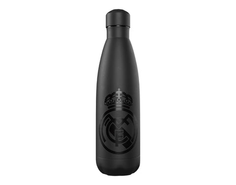 CYP Brands Real Madrid Steel Water Bottle, Water Bottle, Water Bottle, Airtight Closure, 550 ml, Black, Official Product