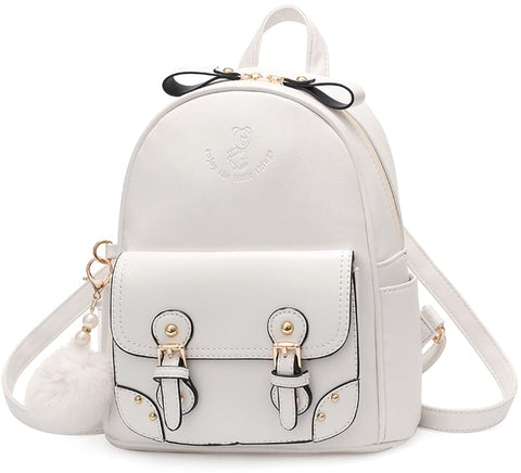 zhongningyifeng Backpack for Women Small Cute leather, Mini Rucksack Fashion Travel for Teen Girls (white)