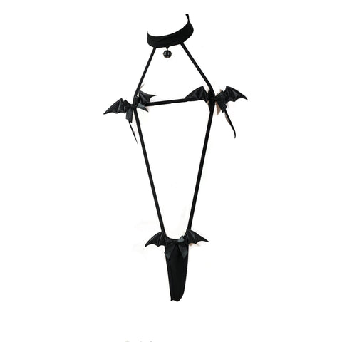 JasmyGirls Women's Sexy Devil Cosplay Lingerie Halloween Anime Micro Bikini Kawaii Bra Panty Japanese Bat Slingshot Gothic Outfit