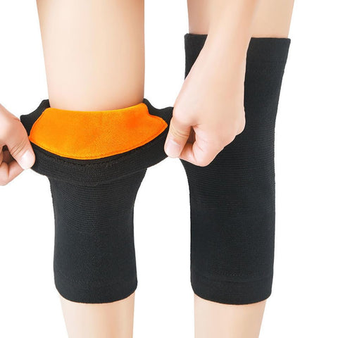 QUUPY 1Pair Unisex Adults Thicken Cashmere Wool Winter Warm Thermal Knee Leg Sleeve Knee Brace Support Pads for Volleyball Dance Cycling Outdoor Sports Protection(XL Black)