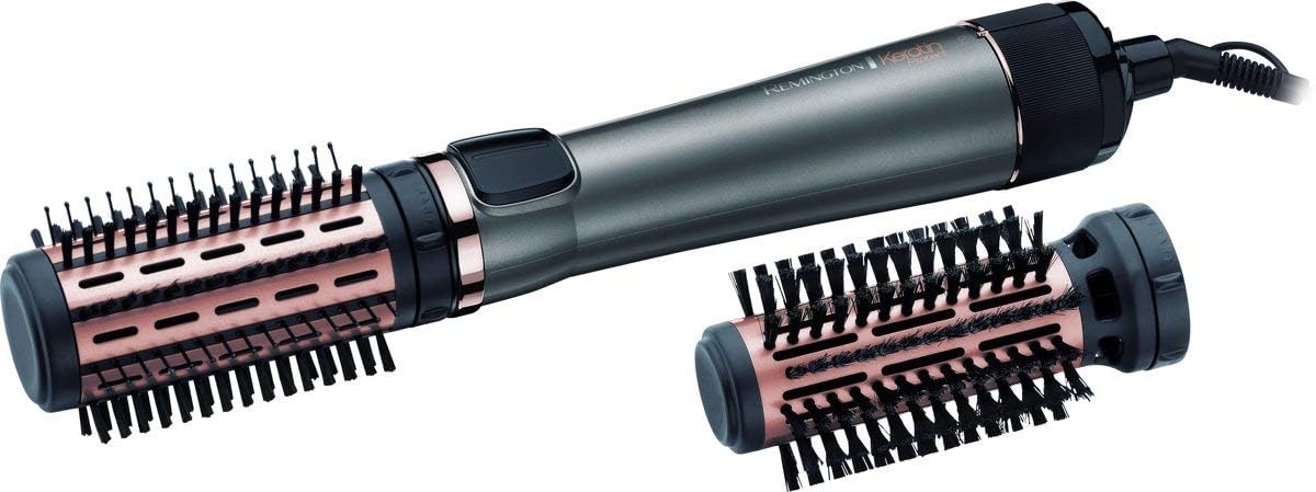 Remington hot air brush rotating (automatic) Keratin Protect (incl. 3 attachments: 2 round brushes + hairline booster for more volume, keratin ceramic coating enriched with almond oil) AS8810