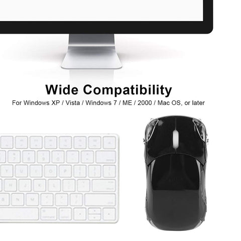 Dpofirs 2.4G Car Shaped Wireless Mouse,1600DPI Optical Mouse,2.4GHz Wireless Transmission,3 Buttons with Scroll Wheel,for PC Laptop Tablet Gaming Office(Black)