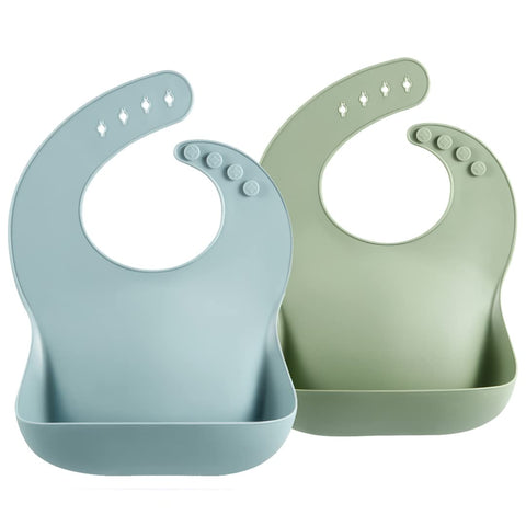 PandaEar Silicone Baby Feeding Bibs for Babies & Toddlers (10-72 Months) Waterproof, Soft, Unisex, Non Messy |Blue Green