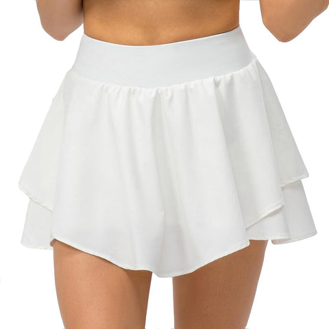 Yuerlian Tennis Skirts for Women with Shorts Pockets Athletic Golf Skorts Skirts Running Workout Skorts Skirt White