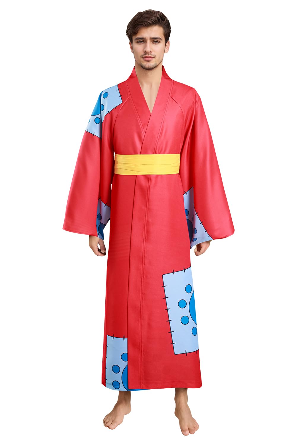 ulesoke Adult Kimono Robes Cosplay Costume Mens Kimono Wano Country Robe Cape Anime Cloak Dress Halloween Suit