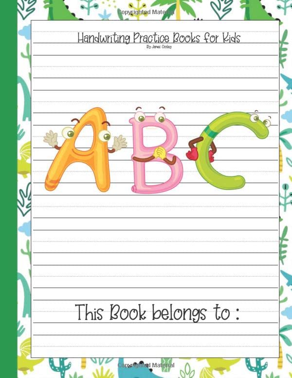 Handwriting Practice Books For Kids: Abc Monster Journal Cursive Handwriting Workbook Wide Ruled For Preschool And Kindergarten