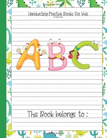 Handwriting Practice Books For Kids: Abc Monster Journal Cursive Handwriting Workbook Wide Ruled For Preschool And Kindergarten