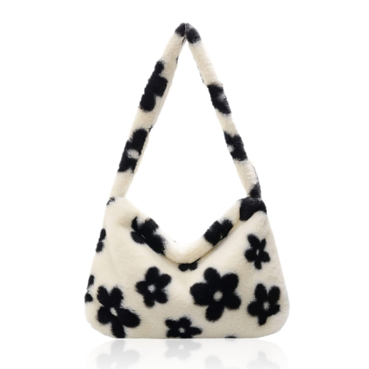 1 Piece Plush Handbag, One-shoulder Chain Bag, Fashion Womens Flower Plush One-shoulder Messenger Messenger Bag, Fluffy Bag Large Capacity, Handbag Handbag, Autumn and Winter Plush Women.