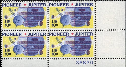 #1556 - 1975 10c Pioneer 10 - Jupiter Plate Block Postage Stamps