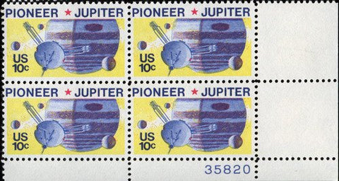 #1556 - 1975 10c Pioneer 10 - Jupiter Plate Block Postage Stamps