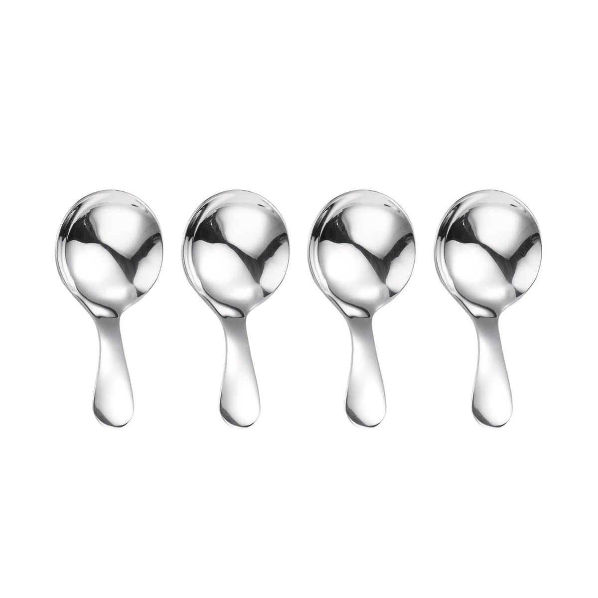 WANGSHIQI Short Handle Spoons,4 Pcs Small Scoops for Canisters, Stainless Steel Mini Salt Spoons for Salt Sugar Condiments Coffee Tea Dessert (4, Silvery)