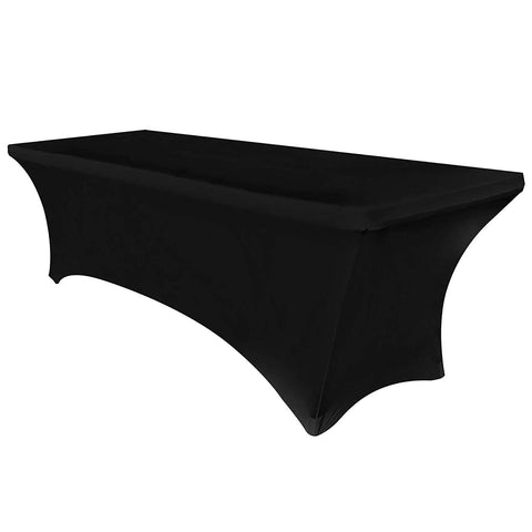 GEBIN Rectangular Stretch Tablecloth, Spandex Tight Fit Table Cover, 4/6/8ft Foot Rectangular Fit Wedding Banquet Trestle Table. (Black,8FT)