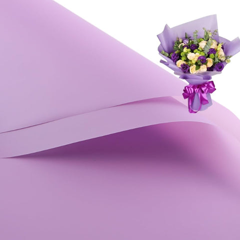 20 Pcs Double Sided Color Flower Wrapping Paper,Waterproof Valentine's Day Bouquet Wrapping Paper 23x23Inch Used for DIY Crafts, Gift Packaging, Flower Shop Bouquet Packaging (light purple)