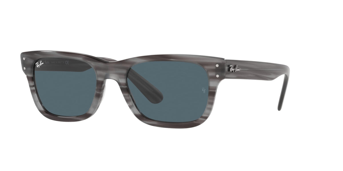 Ray-Ban Men's RB2283 Mr. Burbank Rectangular Sunglasses, Striped Grey/Blue, 52 mm