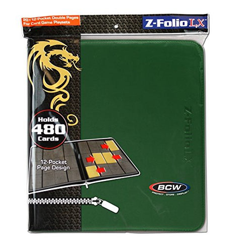 BCW Supplies 12-Pocket Z-Folio LX Trading Card Albums, Green
