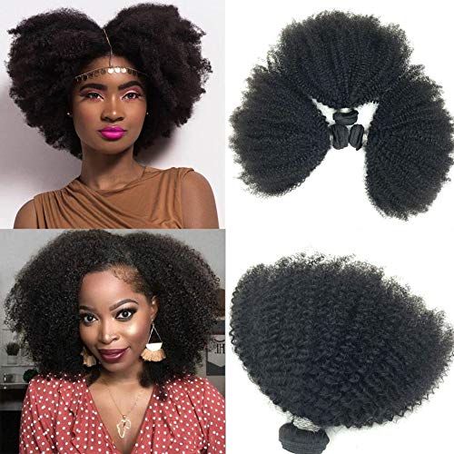 Brazilian Afro Kinky Curly Hair 10-20inch 4B4C 1 Bundle 100g Brazilian Virgin Remy Human Hair Weaves Natural Black Color (1 bundle 14inch, natural black)