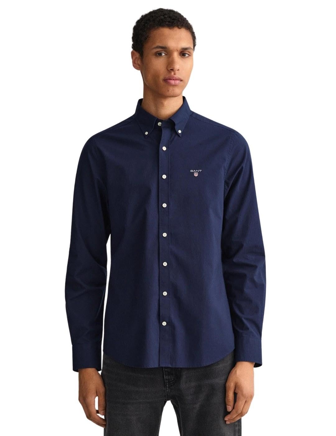 GANT Slim Broadcloth BD Mens, Blue (Navy), XXL