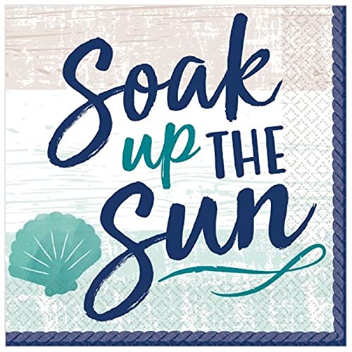 Sea Soak Script Paper Napkins - 16pc